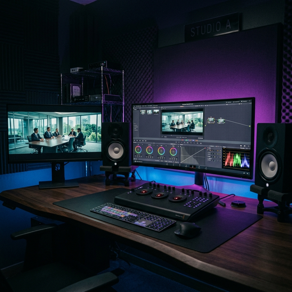 Professioneller Color-Grading-Arbeitsplatz – hier entsteht der finale Look